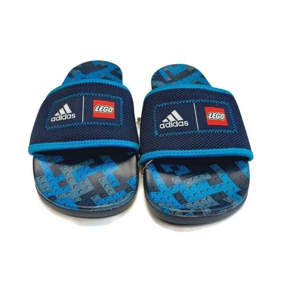 Adidas x LEGO Adilette Comfort Sandal Beach Slides Mens 8 Womens 9 GW0823 Blue - Picture 6 of 9